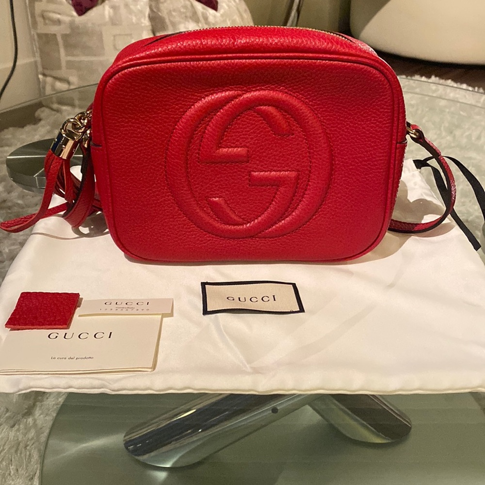 Authentic GUCCI- Red Soho Small Leather Disco Bag
